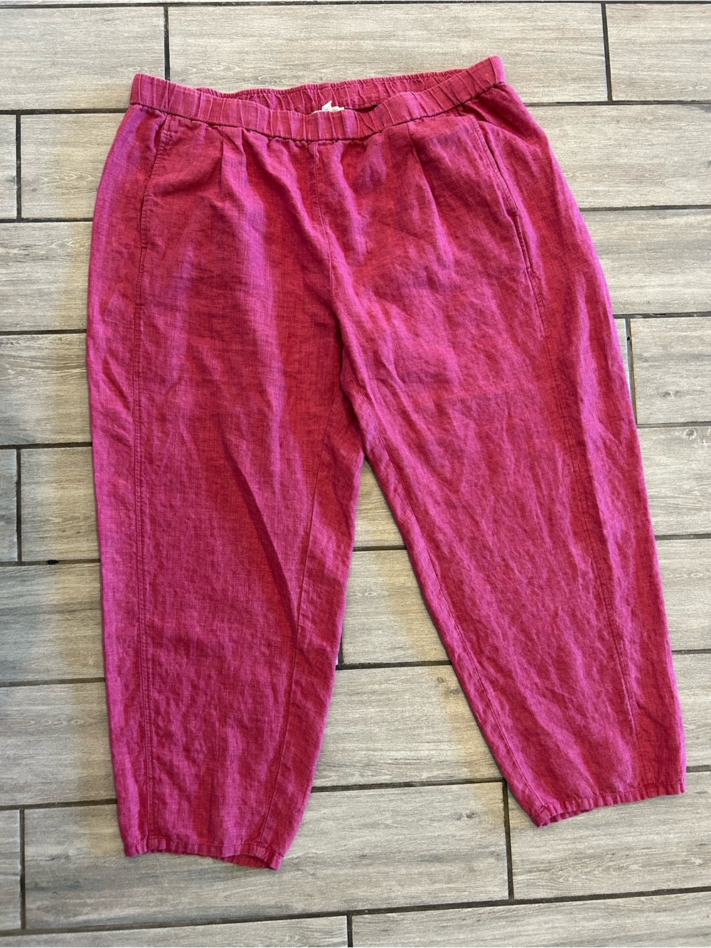 Eileen Fisher 100% Organic Linen Lantern Pants Fuchsia Pink Plus Size 1X